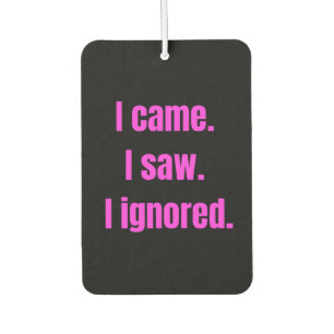 Funny Minimalist Quote - I Came I Saw I Ignored Air Freshener