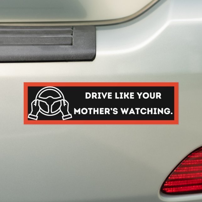 Funny Minimalist Safe Driving Bumper Sticker (On Car)