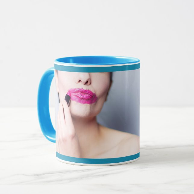 Funny Misapplied Lipstick custom mugs (Front Left)