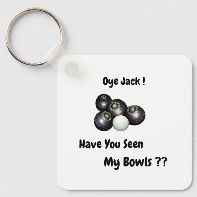 Funny Missing Lawn Bowls, Keychain (Front)