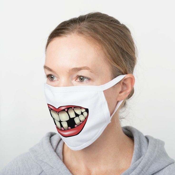 funny missing teeth, big mouth white cotton face mask | Zazzle funny missing teeth, big mouth white cotton face mask | Zazzle