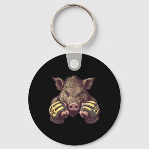 Funny Mma Boar - Cage Fighter And Martial Arts Box Keychain