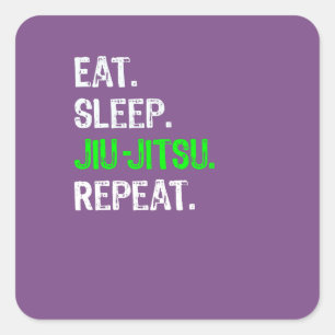 Funny MMA & Jiu Jitsu for Boys Gift Eat Sleep Jiu Square Sticker
