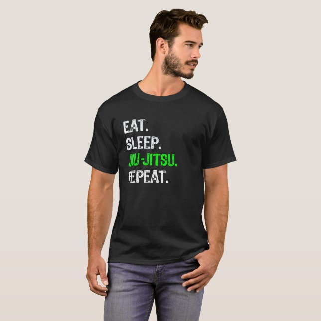 Funny MMA & Jiu Jitsu for Boys Gift Eat Sleep Jiu T-Shirt (Front Full)