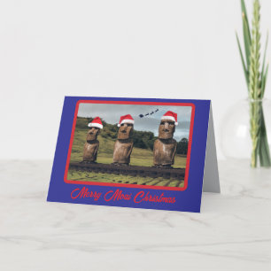 Funny Moai Christmas Card