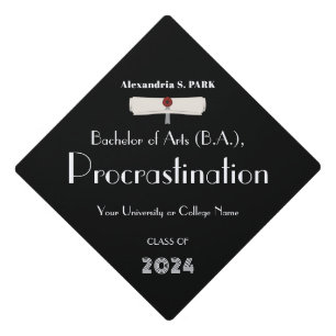 Funny Modern Black and White Graduation Cap Topper