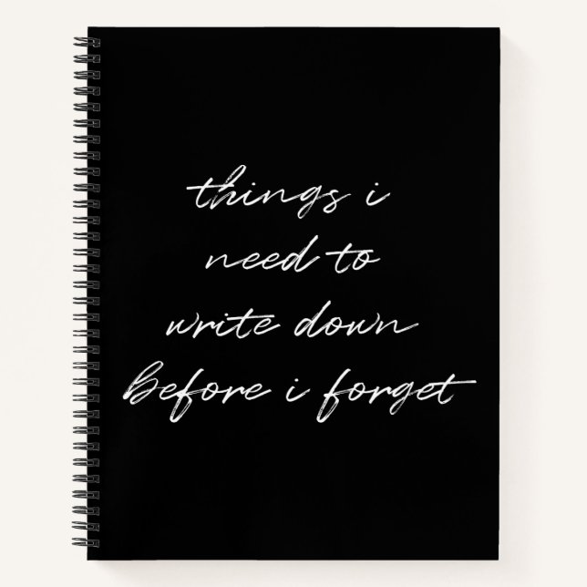 Funny Modern Black Minimalist Script To Do List Notebook (Front)