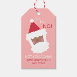 Funny Modern Christmas Black Santa Claus Pink Gift Tags