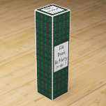 Funny Modern Christmas Tree Pattern Wine Gift Box<br><div class="desc">Add this modern dark grey and green Christmas tree design to add a humourous twist to the holiday season. It can easily be added to any space to compliment a collection or make statement on its own. The humourous message and address (to/from) can be customized to suit your needs. This...</div>