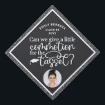 Funny Modern Elegant Grey Glitter Photo Class Of Graduation Cap Topper<br><div class="desc">Funny Modern Elegant Grey Glitter Photo Class Of Graduate Graduation Cap Toppers features your favourite photo and personalized text on an elegant yet modern grey glitter pattern. The text "Can we give a little commotion for the tassel?" in modern white calligraphy script typography adds a fabulous sense of humour and...</div>