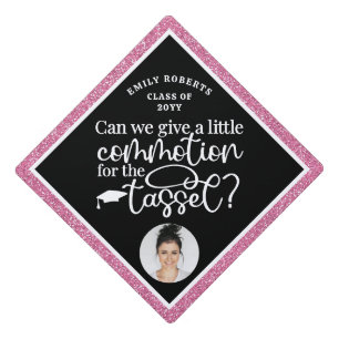 Funny Modern Elegant Pink Glitter Photo Class Of Graduation Cap Topper