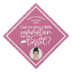 Funny Modern Elegant Pink Glitter Photo Class Of Graduation Cap Topper