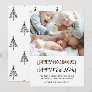 Funny Modern Happy New Year Photo Holiday Card