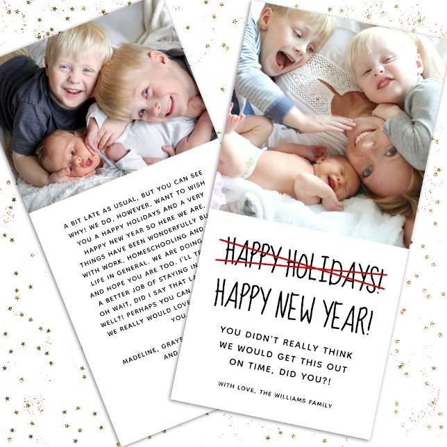 Funny Modern Late Happy New Year Holiday Card (Creator Uploaded)
