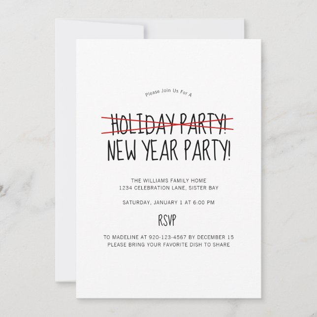 Funny Modern Late Holiday Party Invitation (Front)