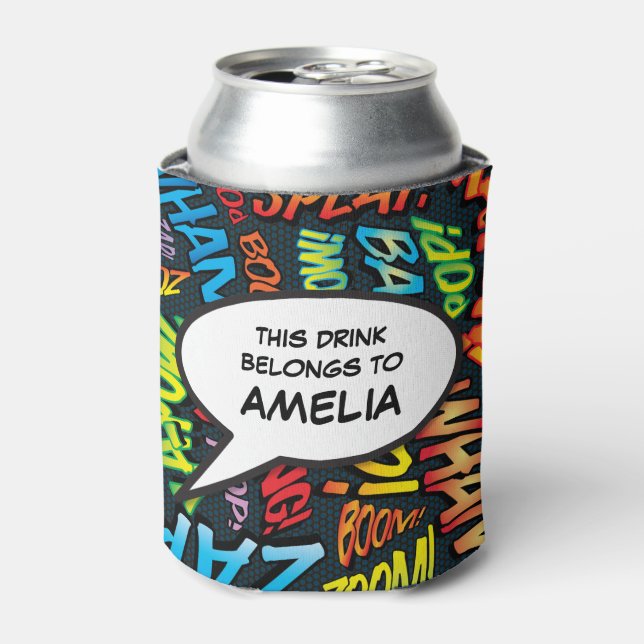Funny Modern Personalized Speech Bubble Can Cooler (Can Front)