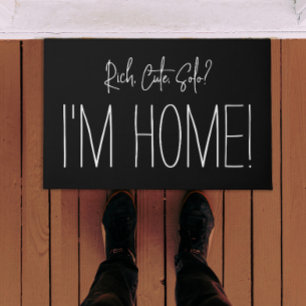 Funny Modern Script Home Humour Black And White Doormat