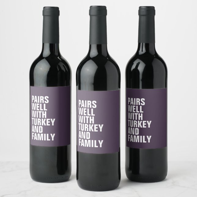 Funny Modern Thanksgiving Wine Label (Bottles)