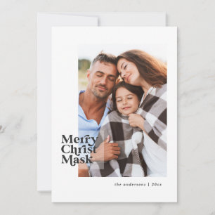 Funny modern typography covid christ mask photo holiday card