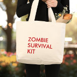 Funny Modern Typography Minimalist Zombie Red Large Tote Bag<br><div class="desc">This large tote bag is a stylish and functional accessory that combines the best of both worlds: fun and playful red typography with a minimalist design that makes it versatile and easy to wear with any outfit and adds a touch of sophistication and elegance to the overall look. The typography...</div>