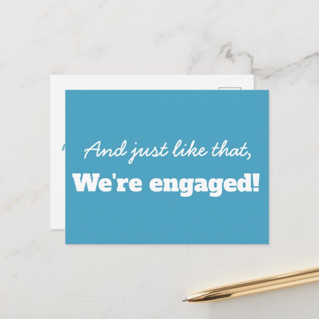 Funny Modern Typography Save the Date Announcement Postcard (Front/Back In Situ)