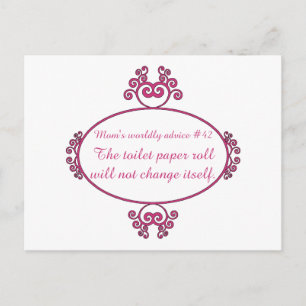 Funny mom advice on t-shirts and gifts for mom. postcard