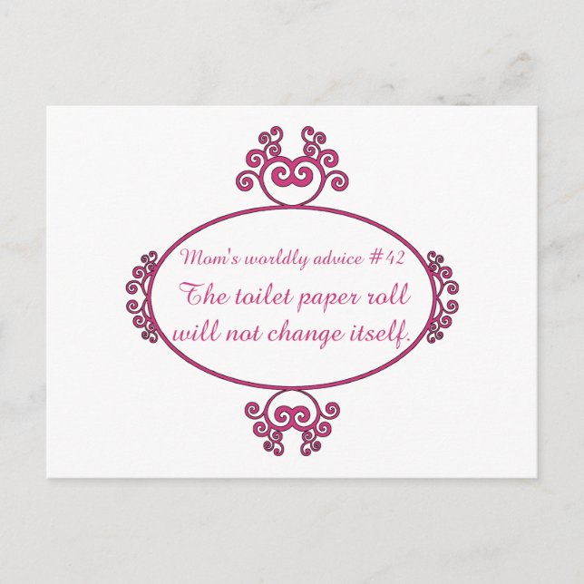 Funny mom advice on t-shirts and gifts for mom. postcard (Front)
