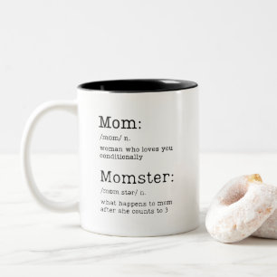 Funny Mom And Momster Definition Two-Tone Coffee Mug