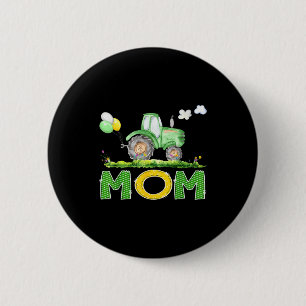 Funny Mom Birthday Boy Tractor Farm Truck Matching 2 Inch Round Button