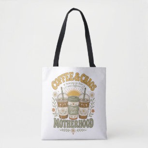 Funny Mom Coffee Floral Illustration Tote Bag