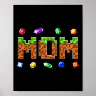 Funny Mom Dad Birthday Boy Kid Video Gamer Pixel  Poster