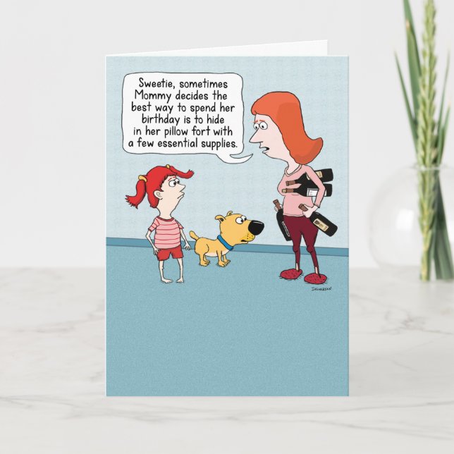 Funny Mom Drinking on Her Birthday Card (Front)