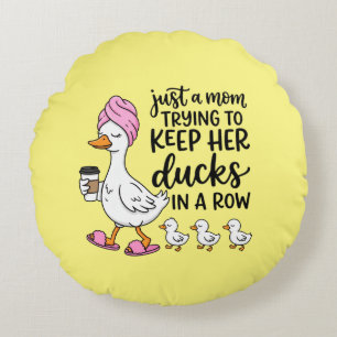 Funny Mom ducks word art Round Pillow