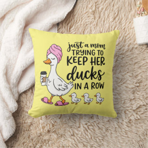 Funny Mom ducks word art Throw Pillow