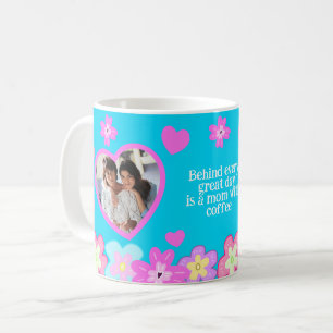 Funny Mom Hand Drawing Colourful Cartoon Flowers Coffee Mug
