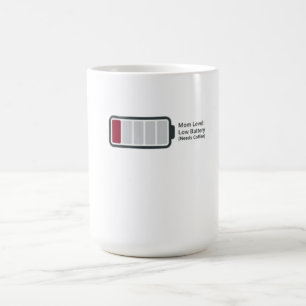 Funny "Mom Level: Low Battery" Coffee Mug - Relata