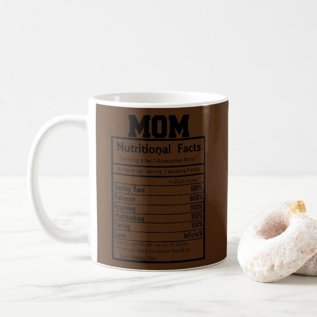 Funny Mom Nutritional Facts Amazing Awesome  Coffee Mug (With Donut)