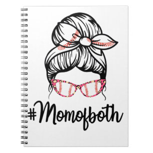 Funny Mom of Both Baseball Mom Softball Mom Notebook