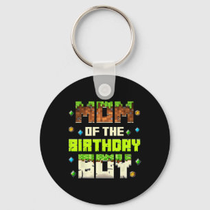 Funny Mom Of The Birthday Boy Video Gamer Pixel Bd Keychain