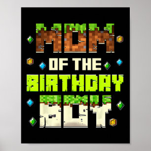 Funny Mom Of The Birthday Boy Video Gamer Pixel Bd Poster