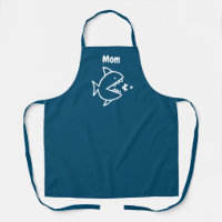 Funny Mom Shark Navy Blue White Cooking