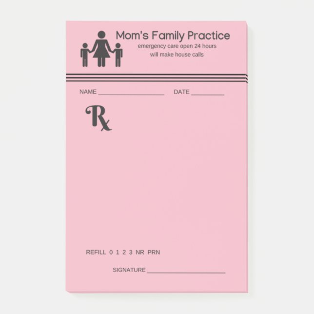 Funny Mom's Family Practice Prescription Pad Post-it Notes (Front)