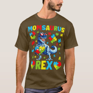 Funny Momsaurus Autism Awareness Day Dinosaur Mom T-Shirt