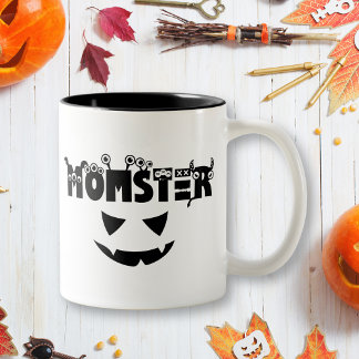 Funny Momster Halloween Mom Two-Tone Coffee Mug