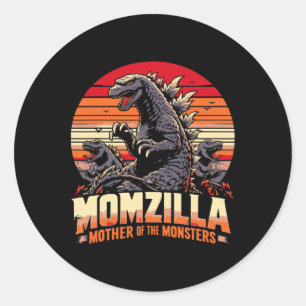 Funny Momzilla Mother Of Monsters Retro Birthday M Classic Round Sticker