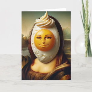 Funny Mona and a Happy Egg on Her Face Card