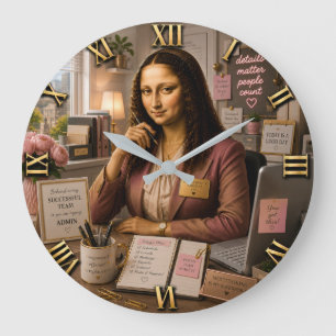 Funny Mona Lisa Administrative Assistant Office Large Clock