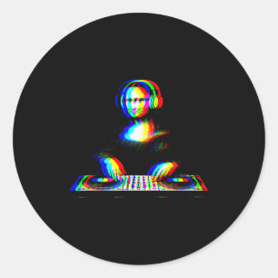 Funny Mona Lisa Dj Varwave Techno Rave Edm Music P Classic Round Sticker