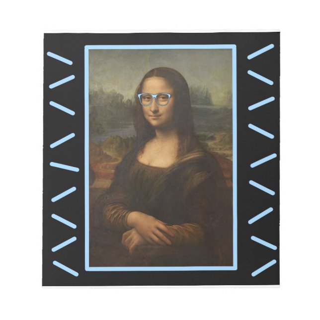 Funny Mona Lisa nerd glass Notepad (Front)