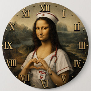 Funny Mona Lisa Nurse RN & Nursing Office Decor 6 Inch Round Button